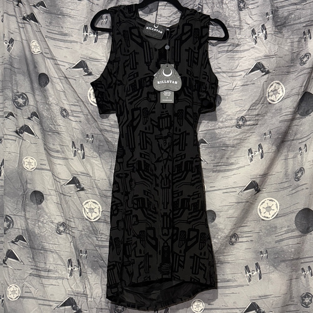 NWT KILLSTAR ULTRAVOX HOODED BURNOUT VELVET MESH MINI DRESS SZ XL